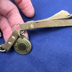 COACH Embossed Gold Tone Metal Button Key Fob Bag Charm Keychain Zipper Pull